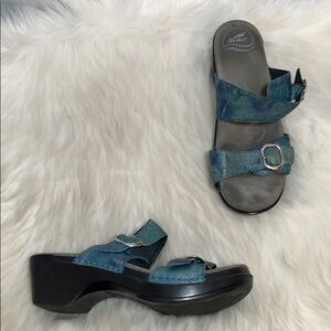 Dansko Sophie Blue Mule Sandals Size 39/8.5-9